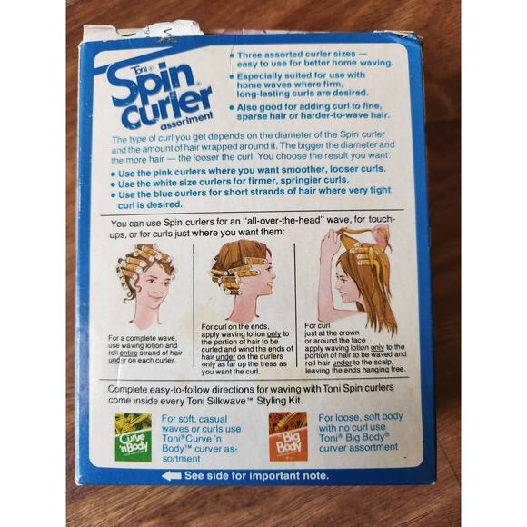 Vintage Toni Spin Curler Assortment 41 rods pink white blue with box and papers - Picture 3 of 7